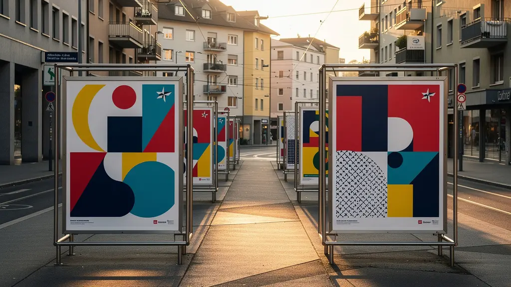 Plakatwände mit Abstimmungskampagnen in einer Schweizer Stadt
