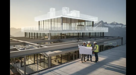 Digitaler Zwilling eines modernen Bauprojekts in der Schweiz mit BIM-Visualisierung