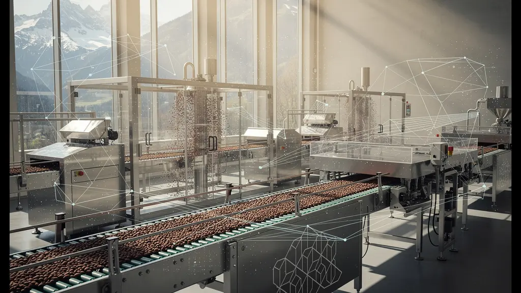 Visualisierung der Blockchain-Transformation in der Schweizer Schokoladenindustrie