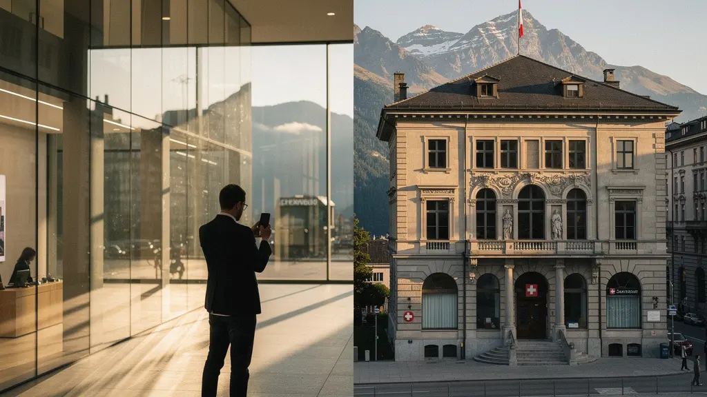 Vergleich zwischen digitaler und traditioneller Bankenwelt in der Schweiz