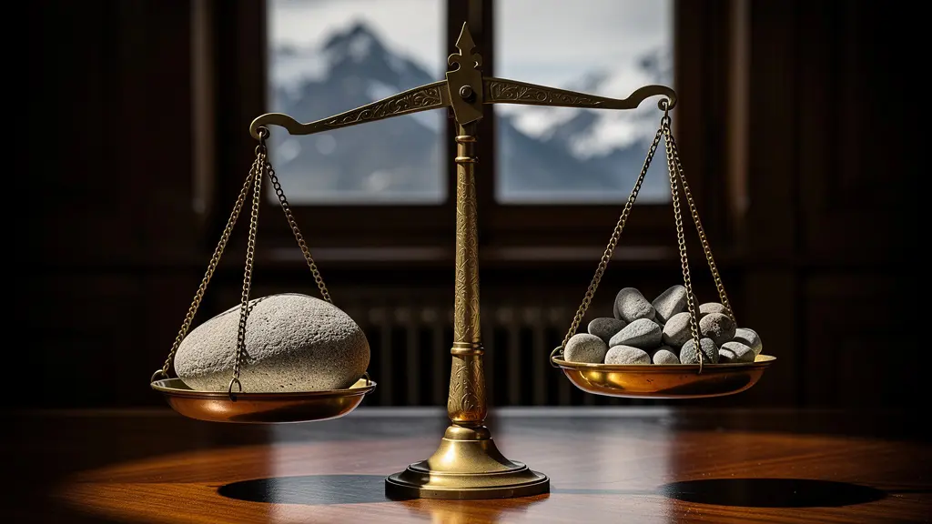 Symbolische Darstellung des föderalen Gleichgewichts zwischen grossen und kleinen Kantonen