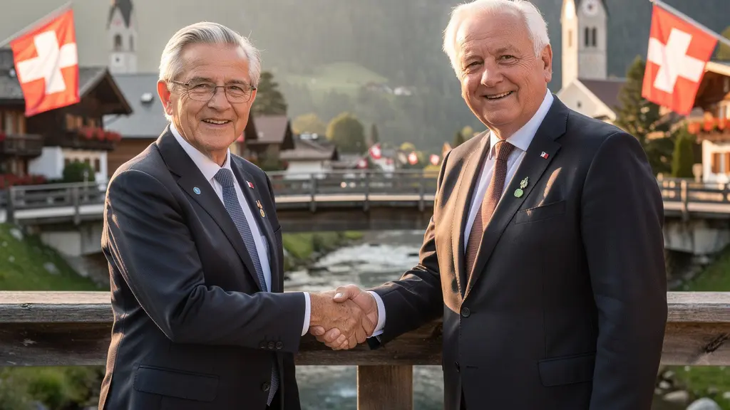 Visuelle Metapher für die Fusion zweier Schweizer Gemeinden zu einer stärkeren Einheit