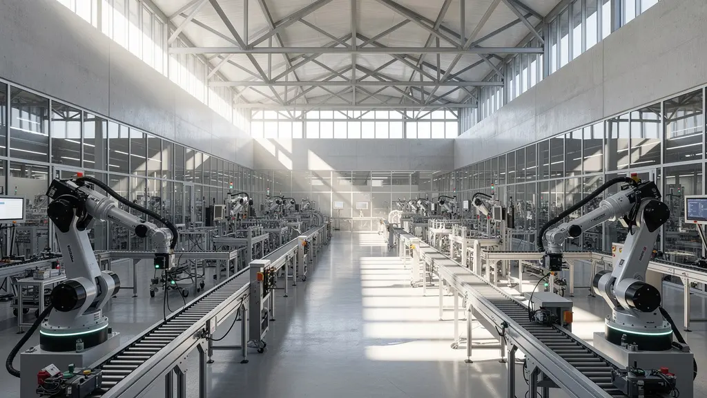 Moderne Produktionshalle mit automatisierten Maschinen in der Schweiz