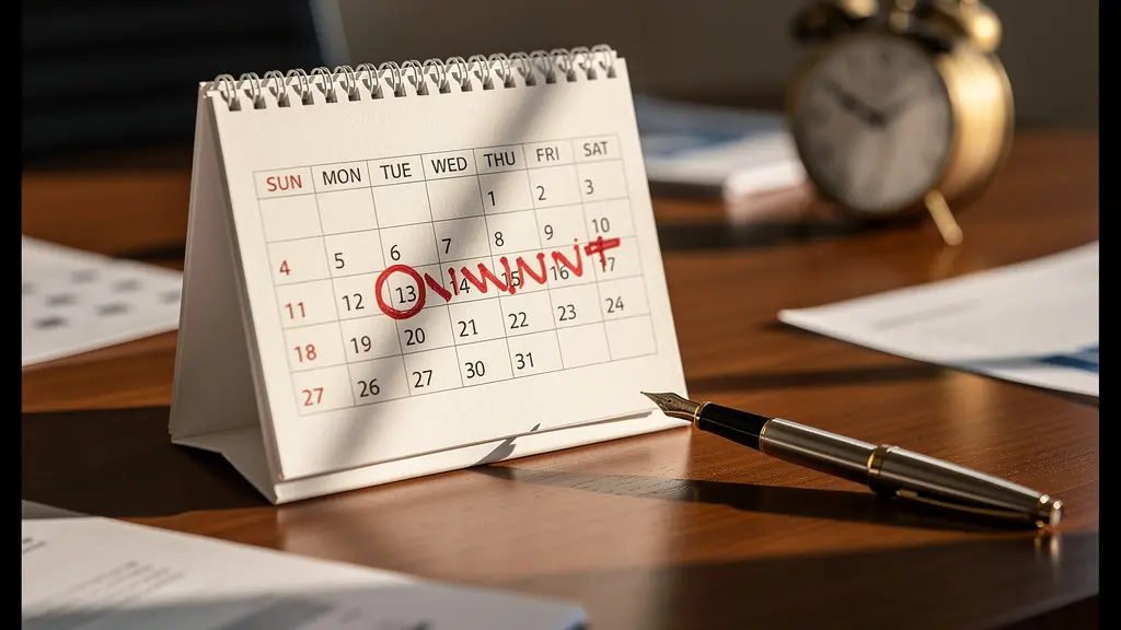 Kalenderblatt mit markierter 20-Tage-Frist für eine Baueinsprache in der Schweiz