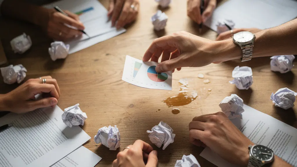 Junges Medien-Startup-Team in einer Krisenbesprechung