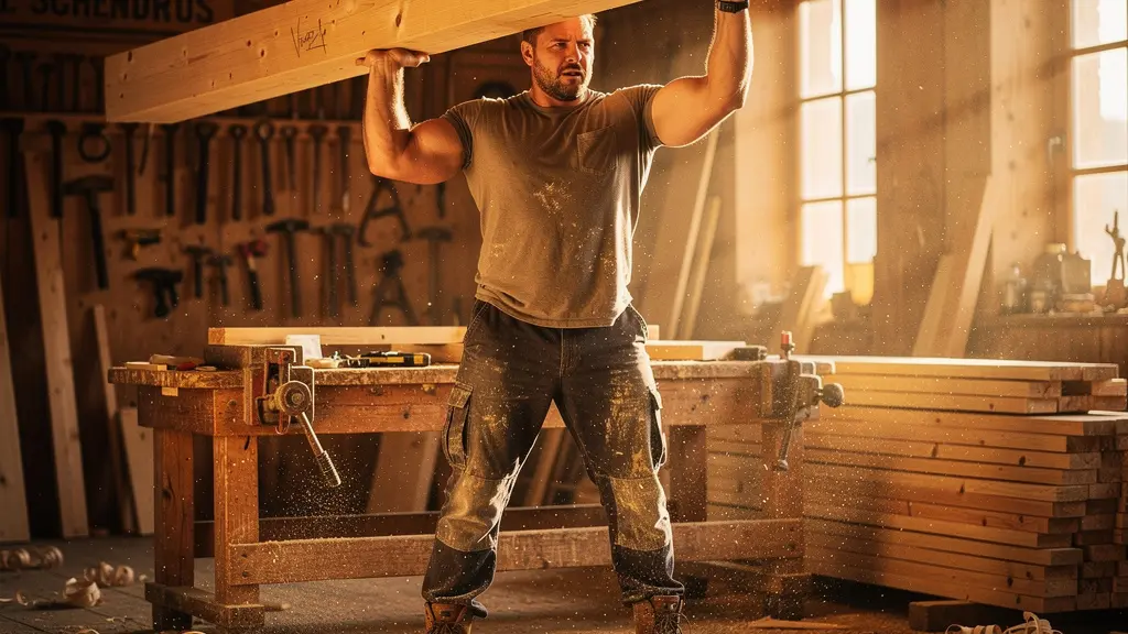 Traditionelles funktionales Krafttraining eines Schweizer Schwingers bei der Arbeit