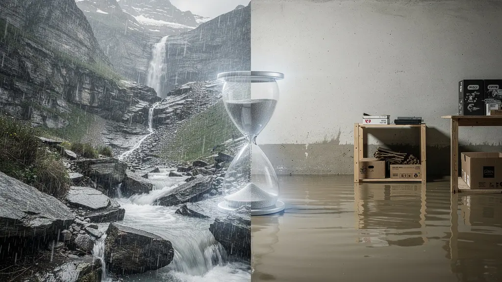 Zeitliche Darstellung der Verzögerung zwischen Regen und Hochwasseralarm in der Schweiz