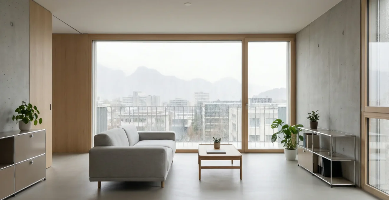 Moderne Eigentumswohnung in Zürich mit grossem Fenster und Stadtblick